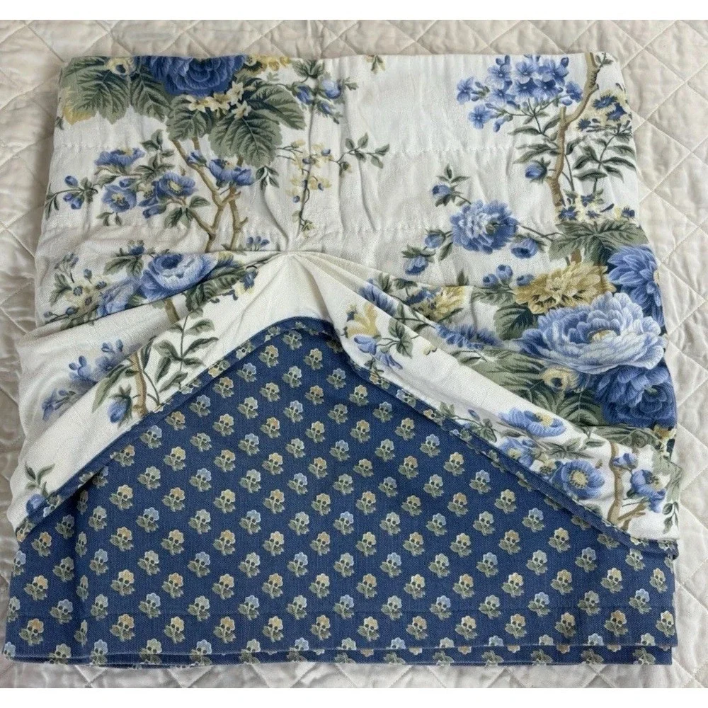 Waverly Valance Coventry Hill Chambray Blue Floral Swag Double Layer (1) Valance